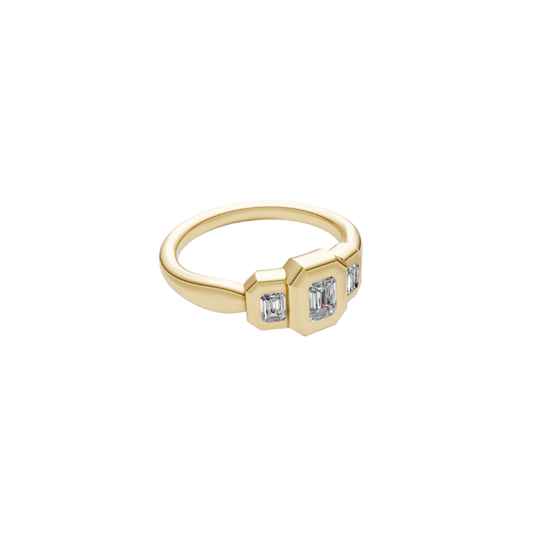 Bezel Emerald-Cut Diamond Ring