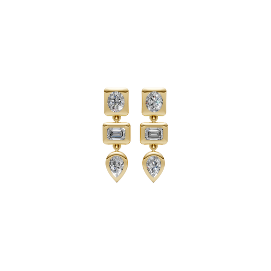 Bezel Oval, Pear and Emerald-Cut Diamond Dangle Earrings – Henri Noël