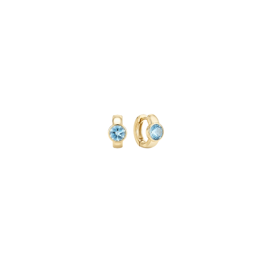 Bezel Blue Topaz Huggies – Henri Noël