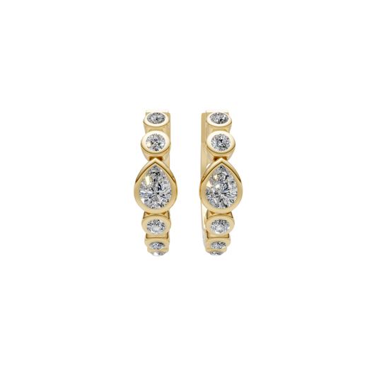 Bezel Diamond Mini Hoops – Henri Noël