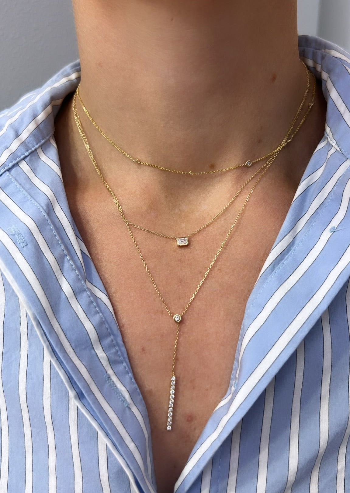 Bezel Emerald Diamond Necklace – Henri Noël