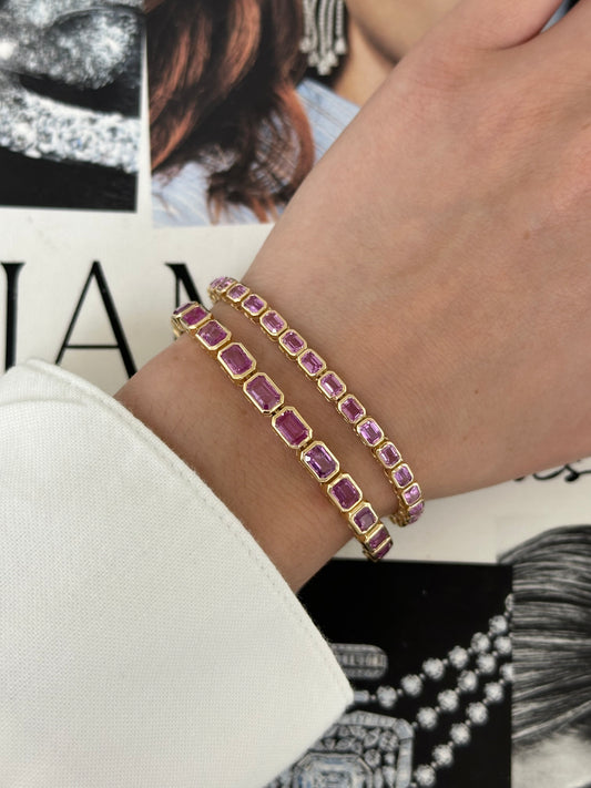 Bezel Pink Sapphire Emerald Tennis Bracelet – Henri Noël