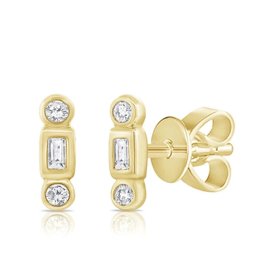 Bezel Round and Baguette Studs – Henri Noël