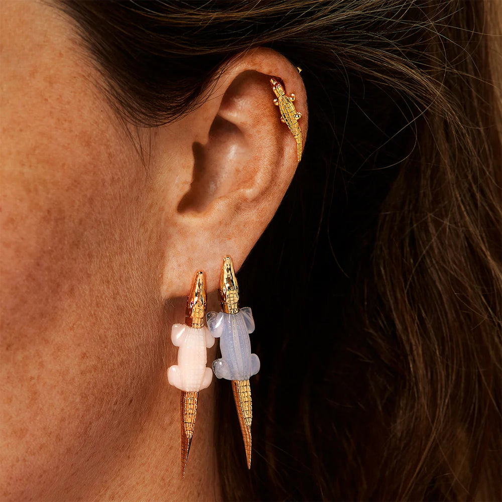 Alligator Yellow Gold Convertible Bite Earring – Henri Noël