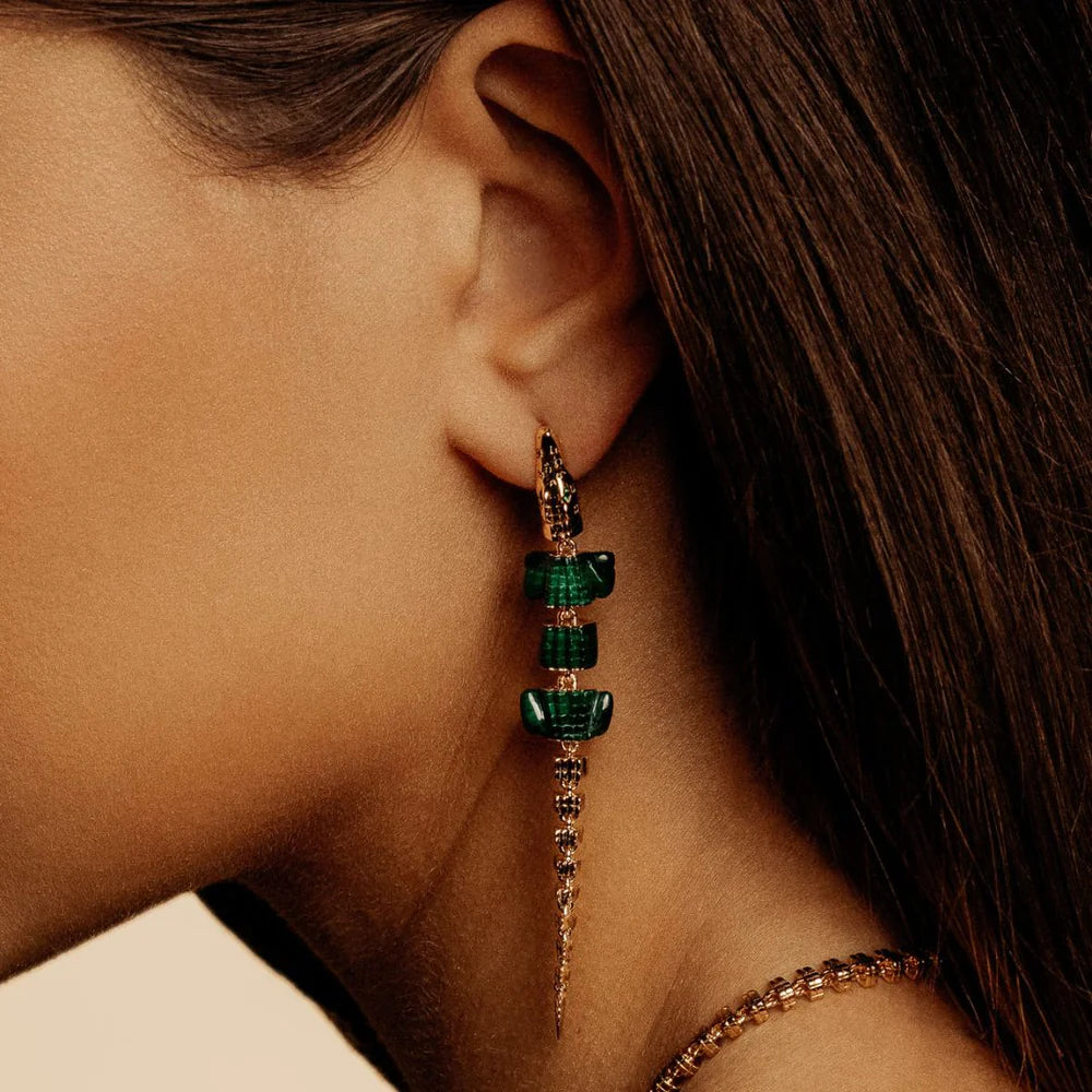 Alligator Malachite Vertebrae Bite Earring – Henri Noël