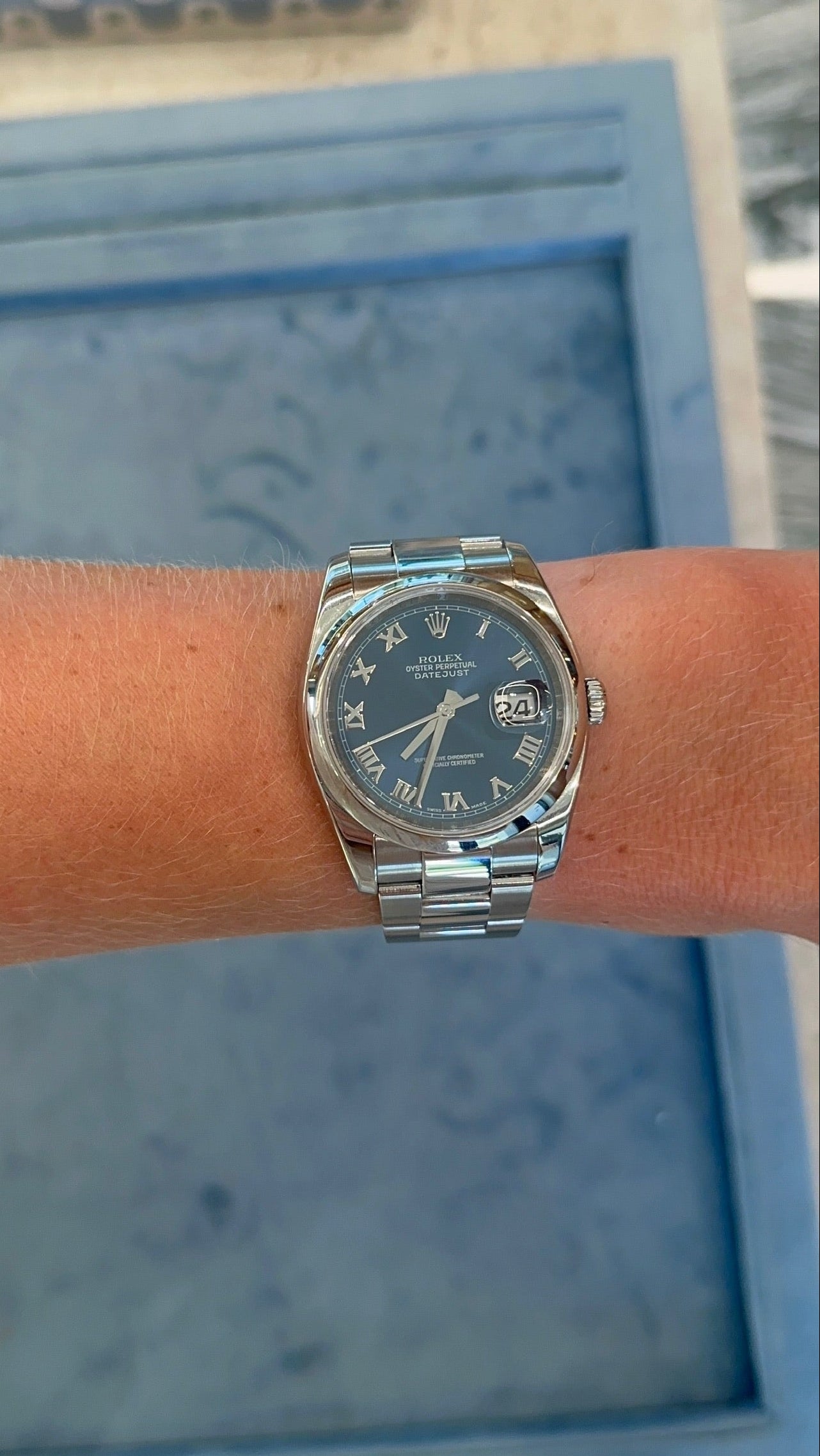 Estate Rolex Blue Face Oyster Perpetual Datejust