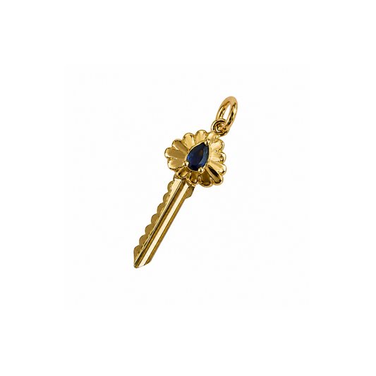 Blue Sapphire Pear Scalloped Key Pendant – Henri Noël