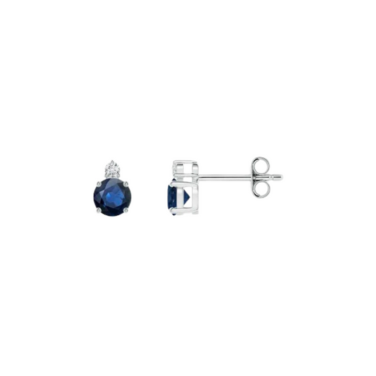 Blue Sapphire and Diamond Stud Earring – Henri Noël