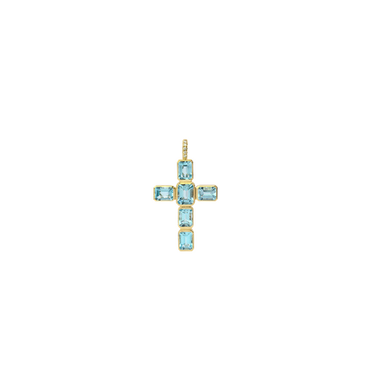 Blue Topaz Cross Pendant – Henri Noël