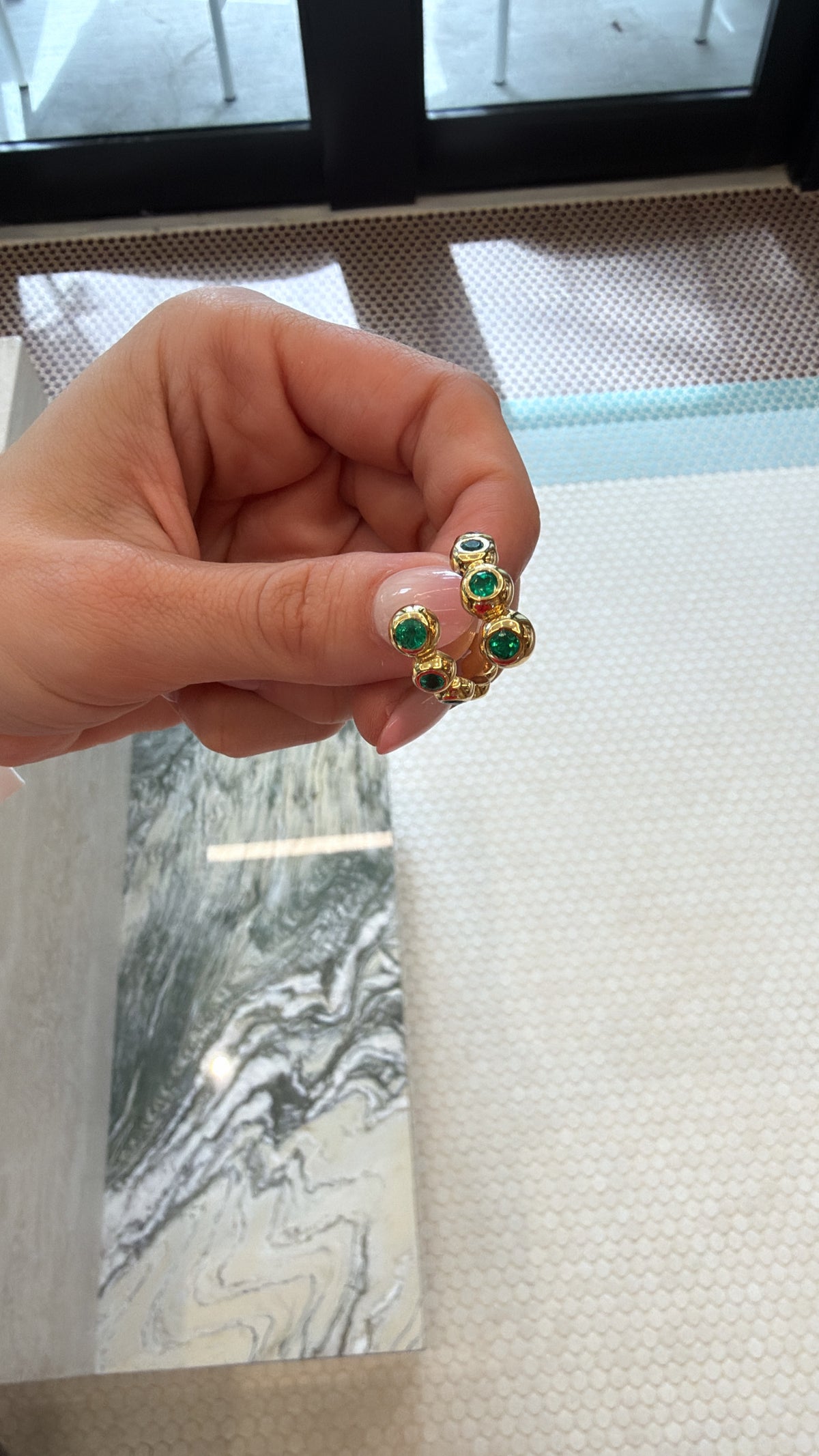 Bubble Bezel Emerald Bypass Ring – Henri Noël