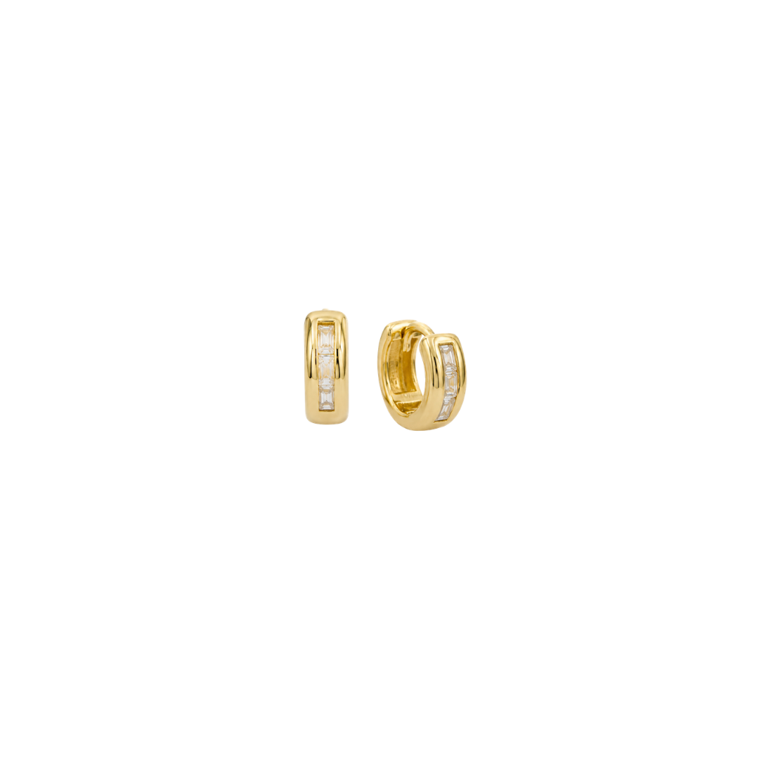 Channel Set Baguette Diamond Huggies – Henri Noël