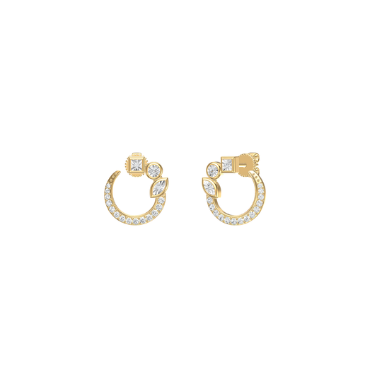Diamond Fancy Shape Moon Studs