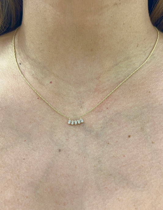 Diamond Baguette Drop Necklace – Henri Noël
