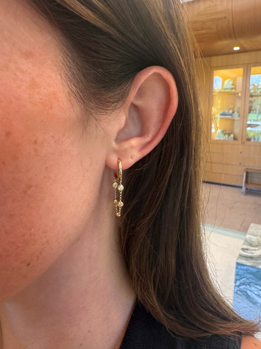 Diamond Bezel Chain Earrings – Henri Noël