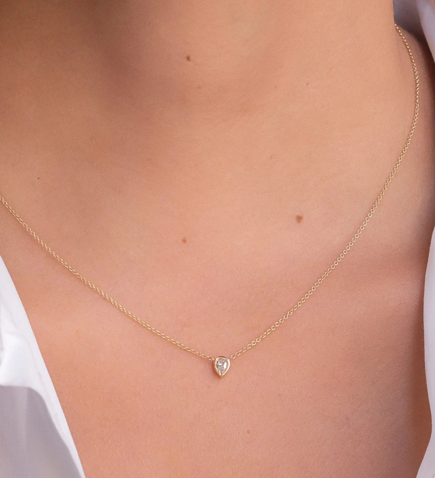 Diamond Bezel Pear Necklace – Henri Noël