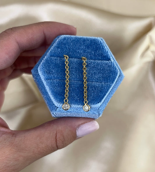Diamond Chain Drop Earrings – Henri Noël