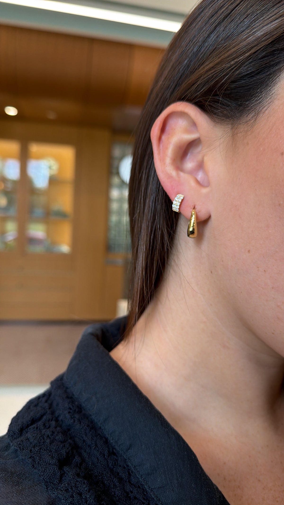 Diamond Chunky Huggie Earrings