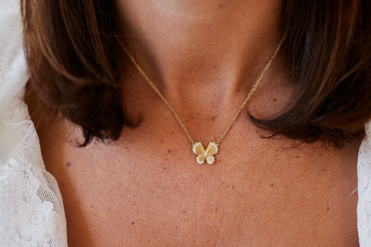 Diamond Fluted Butterfly Necklace – Henri Noël