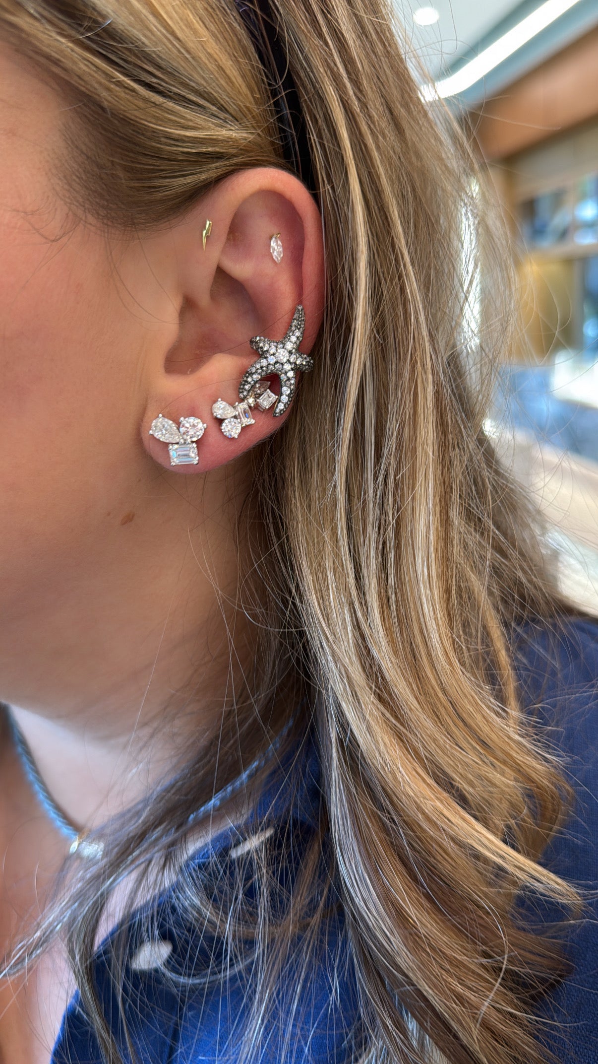 Fancy Emerald Pear Diamond Studs – Henri Noël