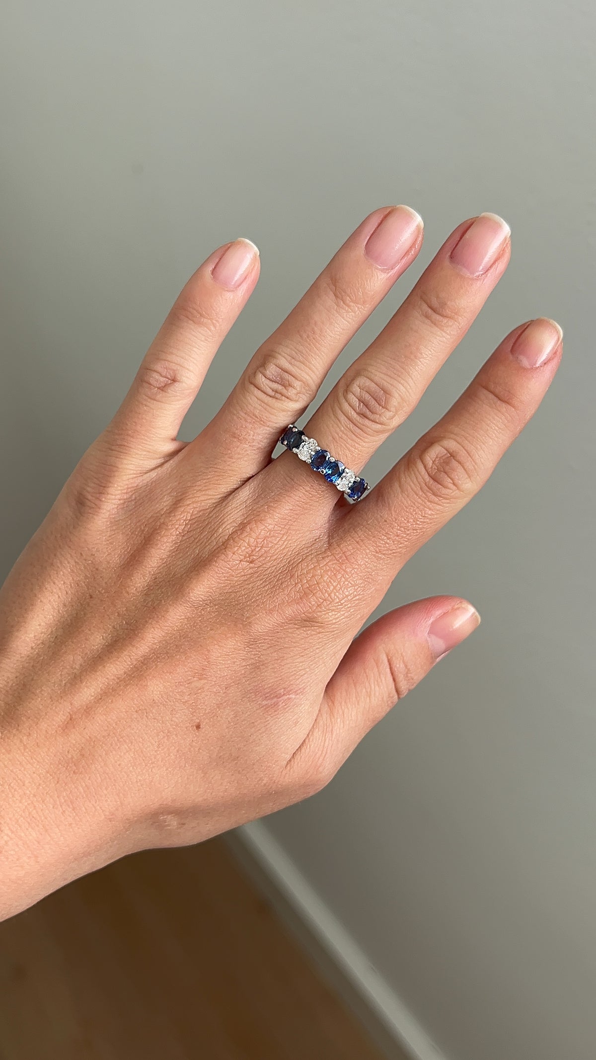 Diamond and Sapphire Oval Eternity Ring – Henri Noël