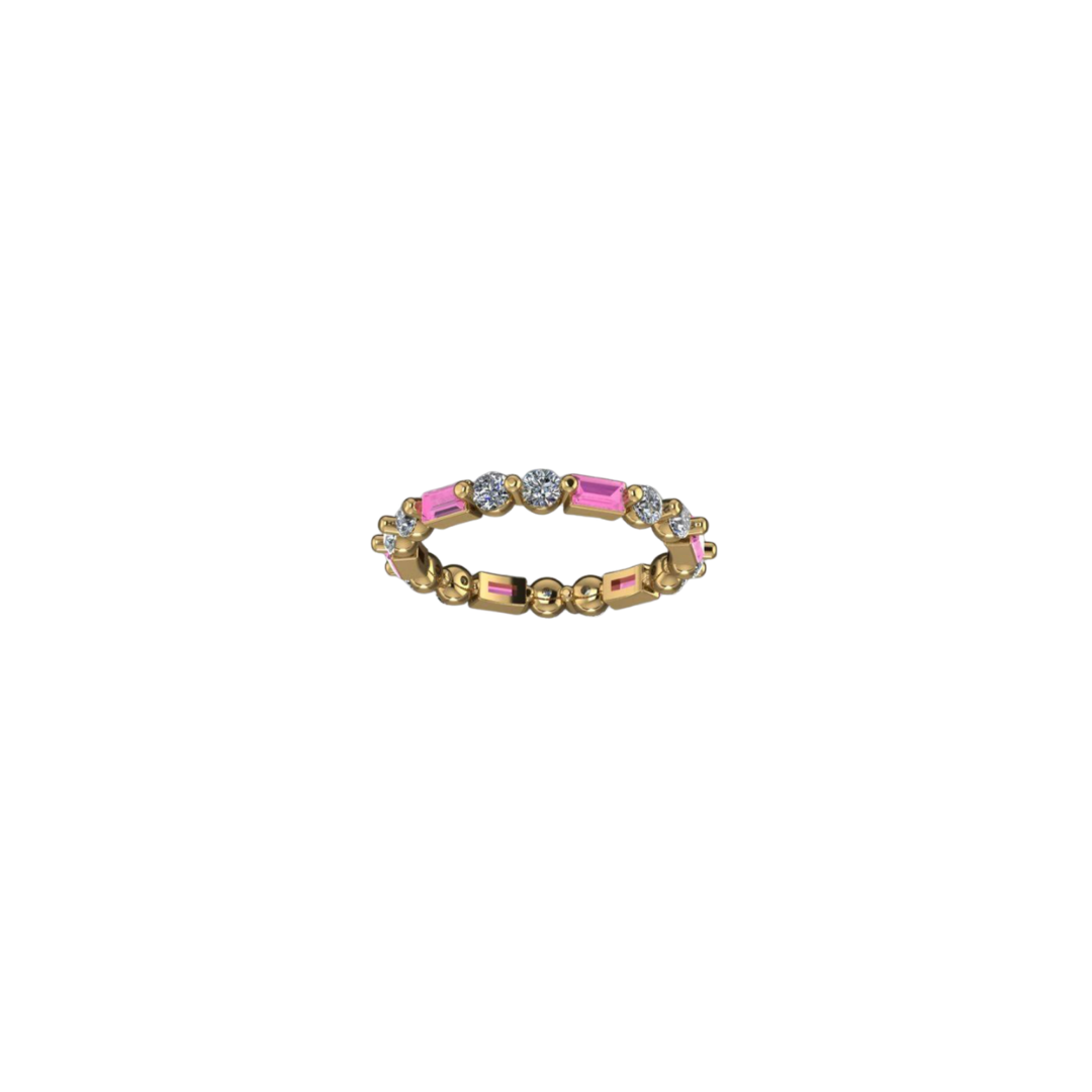 Diamond and Pink Sapphire Eternity Ring