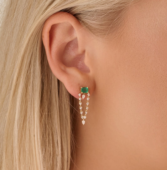 Emerald Dangle Drop Earring