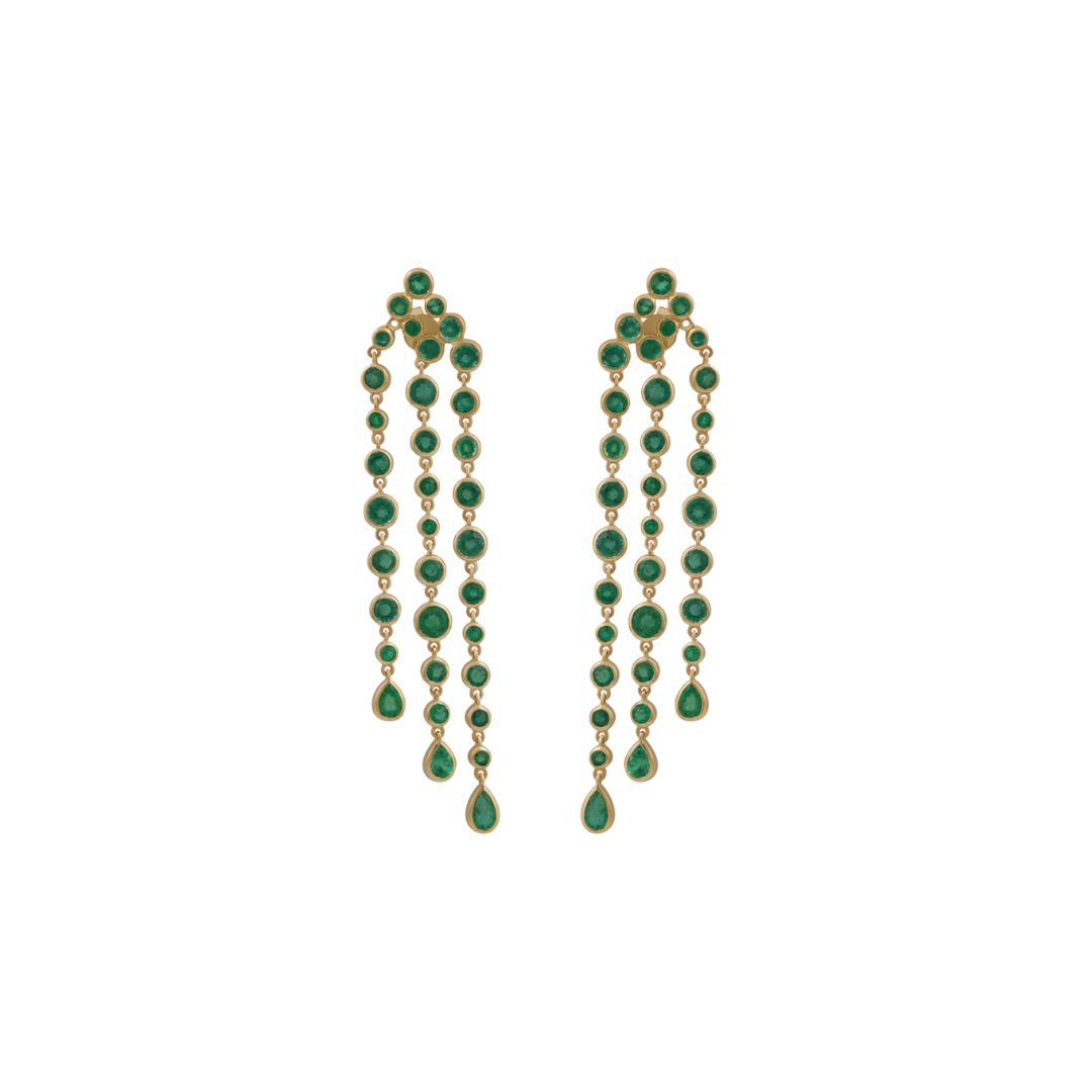 Bezel Emerald Chandelier Earrings