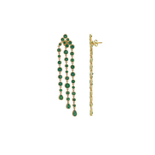 Bezel Emerald Chandelier Earrings