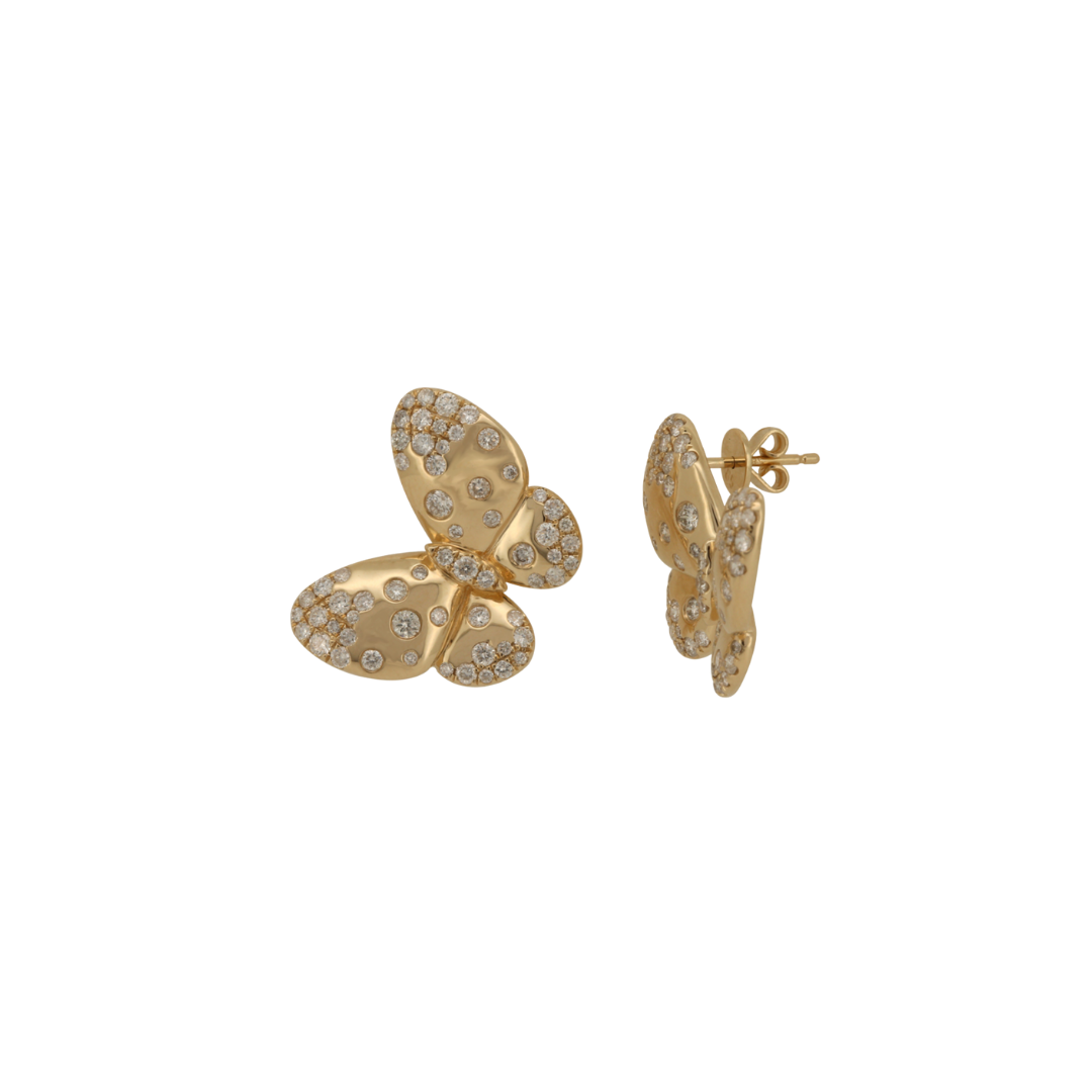 Flush Set Diamond Butterfly Earring