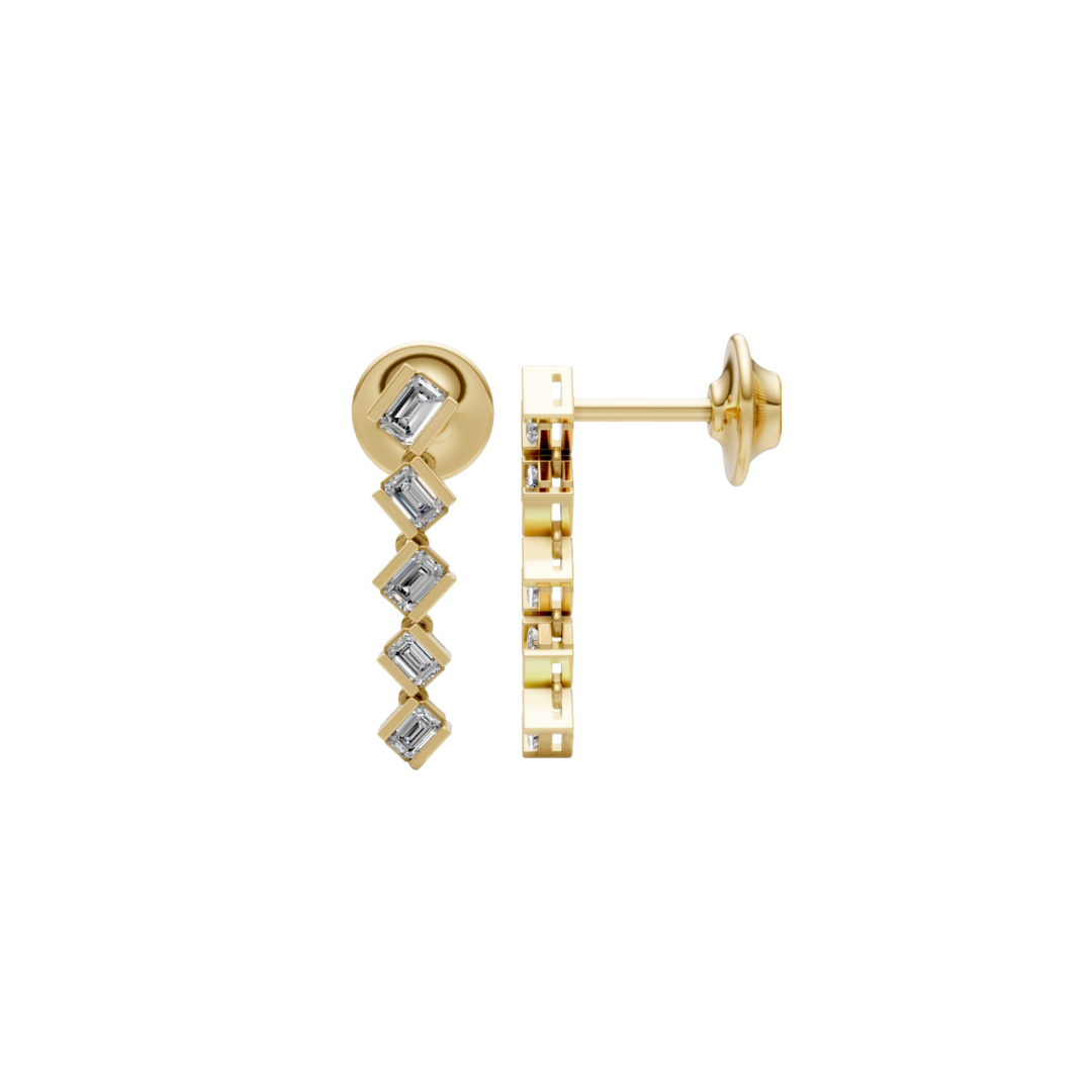 Half Bezel Diamond Emerald Drops