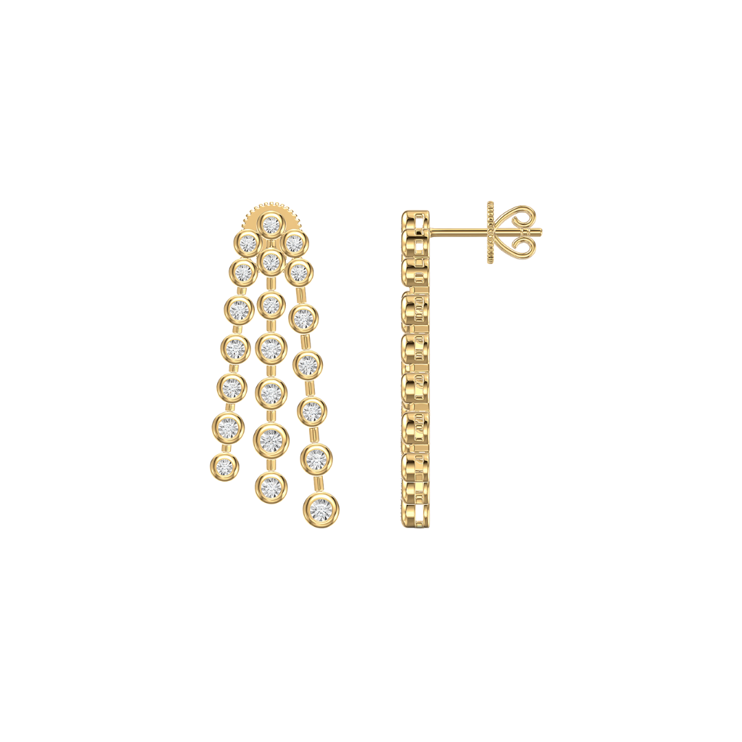 Bezel Diamond Chandelier Earrings