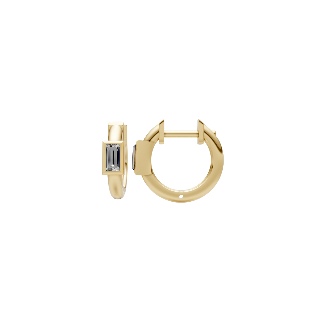 Bezel Baguette Diamond Mini Hoops