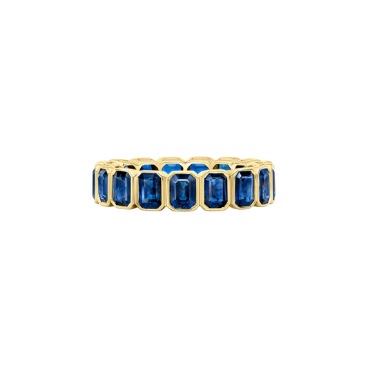 Emerald Cut Gemstone Bezel Eternity Band – Henri Noël