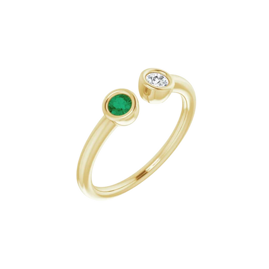 Emerald and Diamond Bezel Pinky Ring – Henri Noël