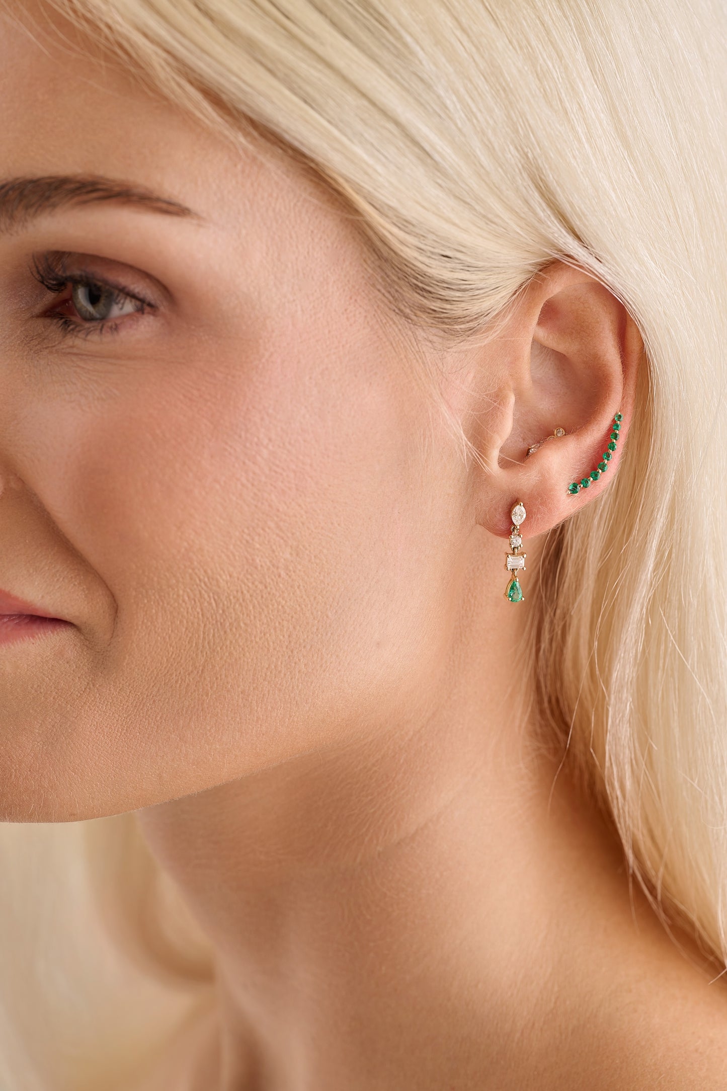 Emerald and Diamond Fancy Shape Drop Earrings – Henri Noël
