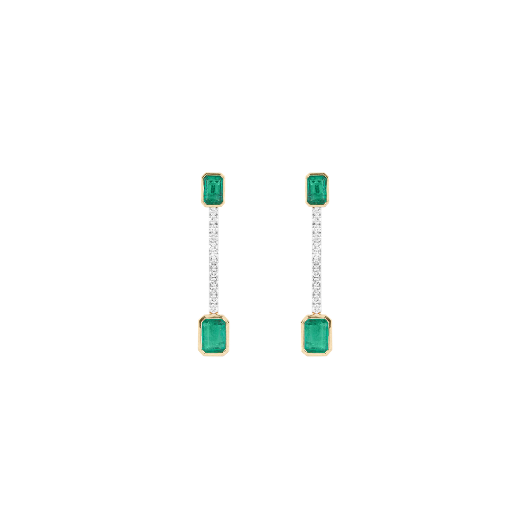 Emerald and Diamond Drop Earrings