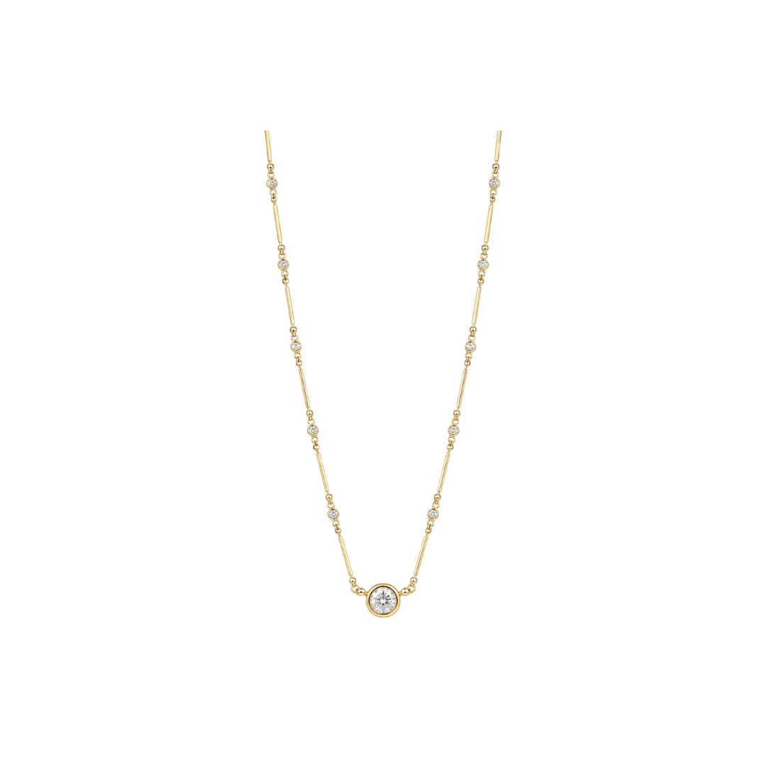 Estate Bezel Diamond Bar Necklace – Henri Noël