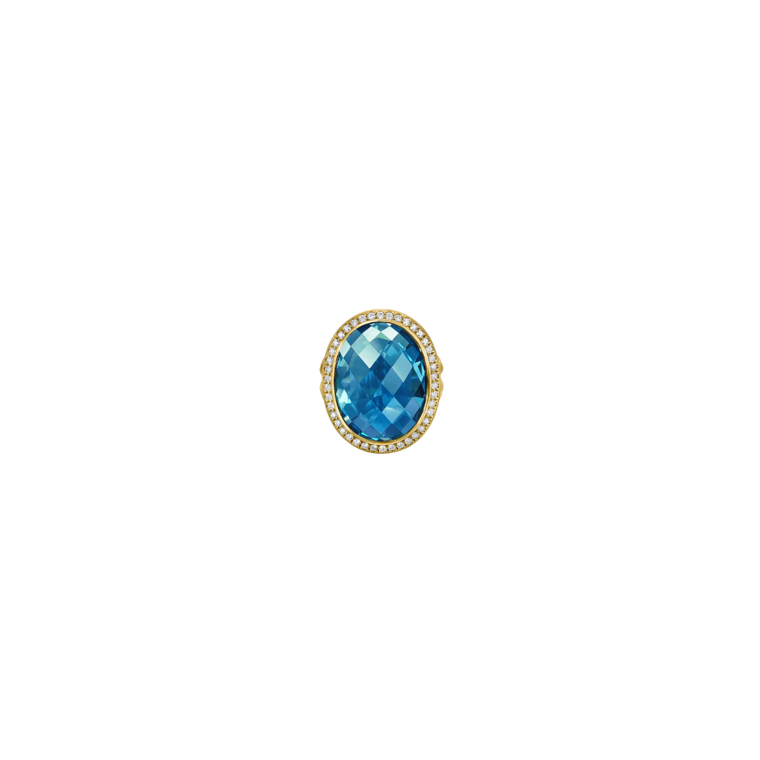 Estate David Yurman Albion Oval Ring- Blue Topaz