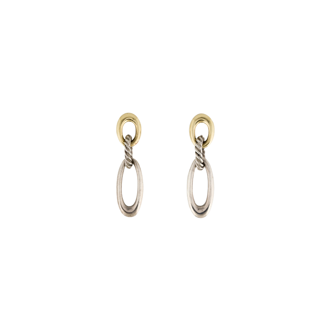 Estate David Yurman Two Tone Oval Link Drop Earrings