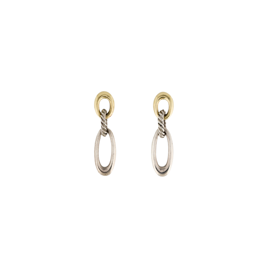 Estate David Yurman Two Tone Oval Link Drop Earrings