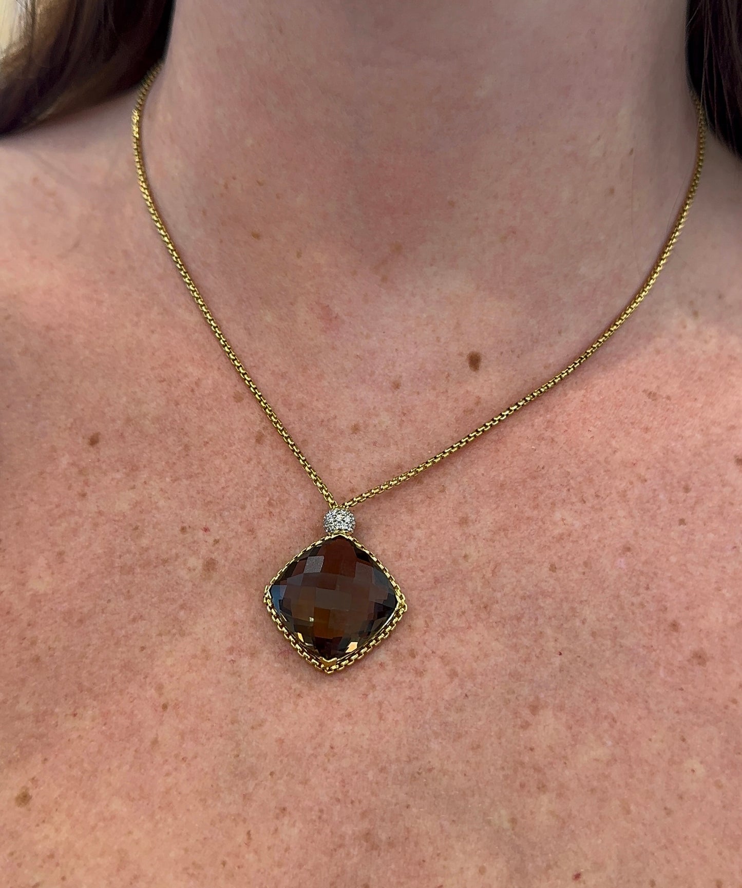 Estate David Yurman Smokey Quartz Pendant Necklace