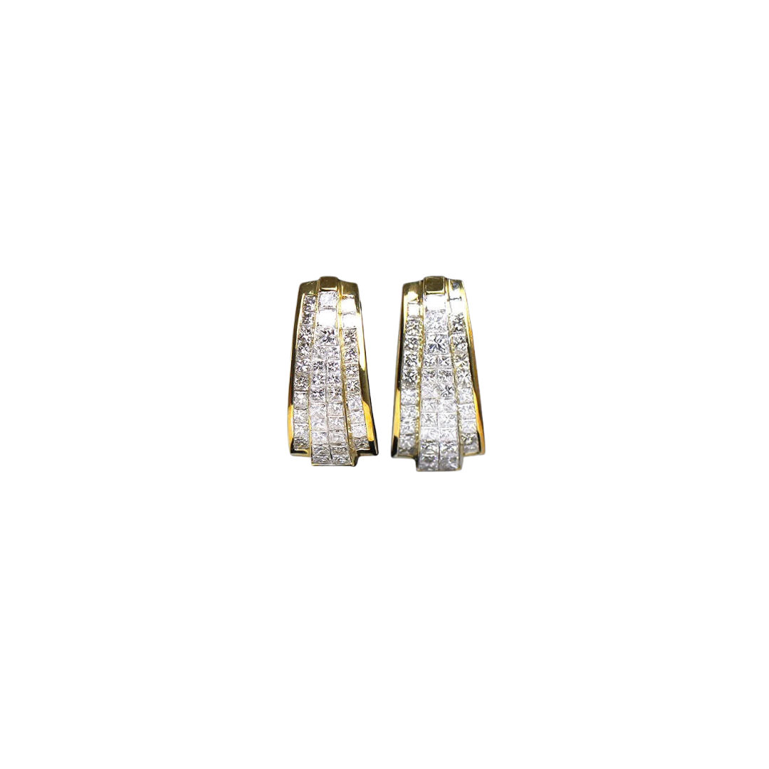 Estate Princess Cut Diamond Hoops