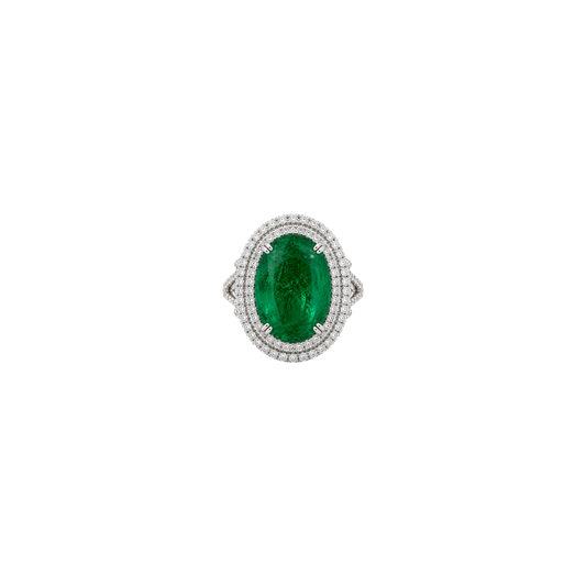 Estate Emerald and Diamond Chandelier Ring