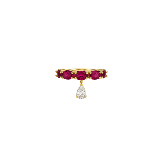 Estate Oval Ruby Ring with Pear Diamond Drop – Henri Noël