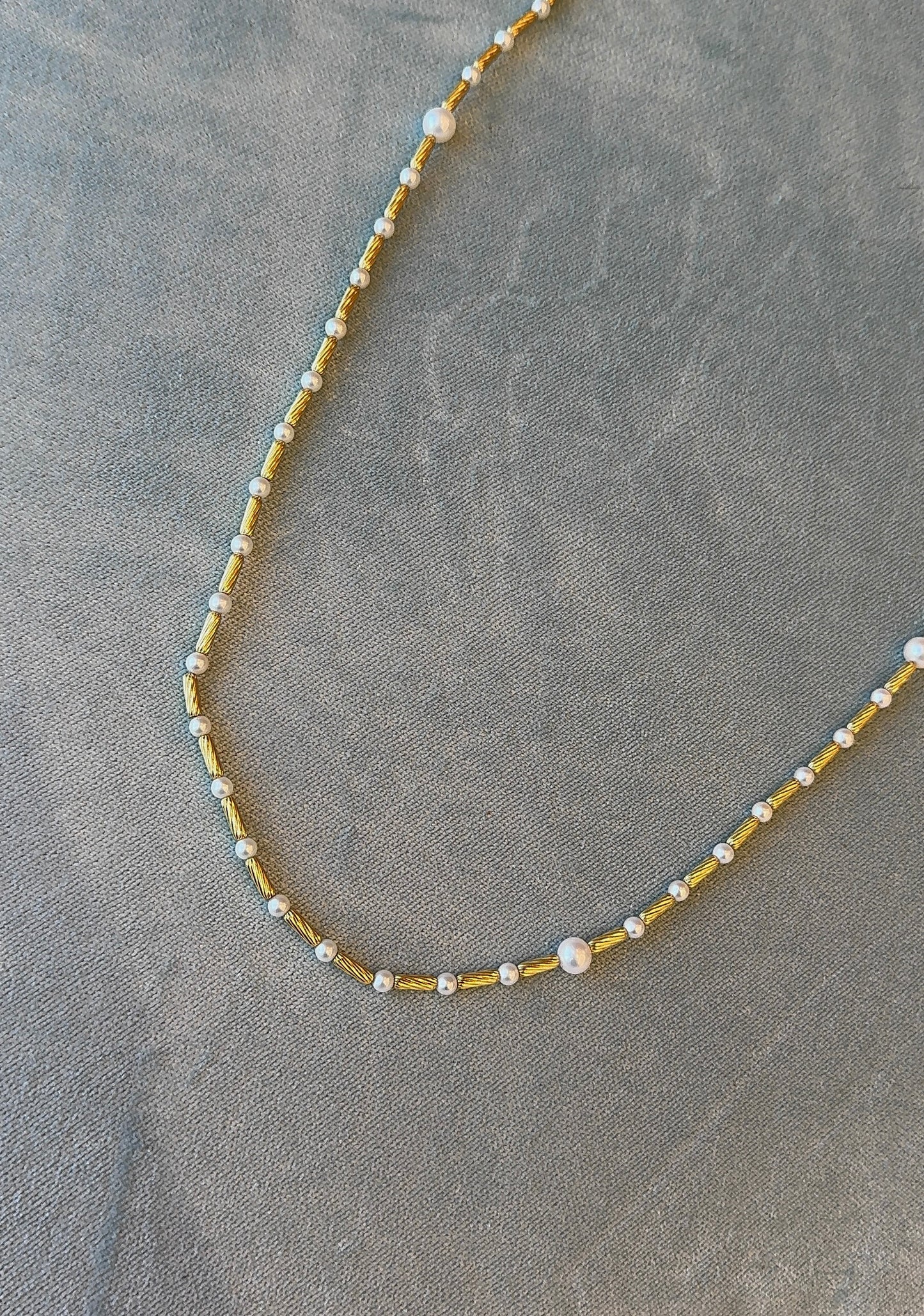 Estate David Yurman Pearl & Gold Bar Necklace