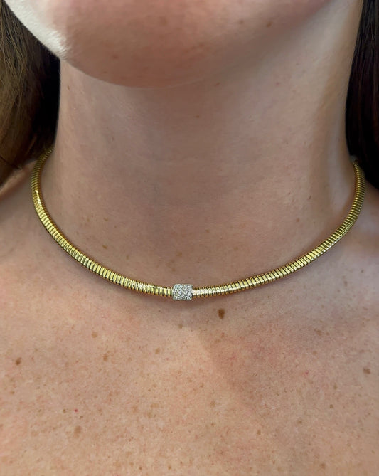 Estate Diamond and Gold Flex Omega Necklace – Henri Noël