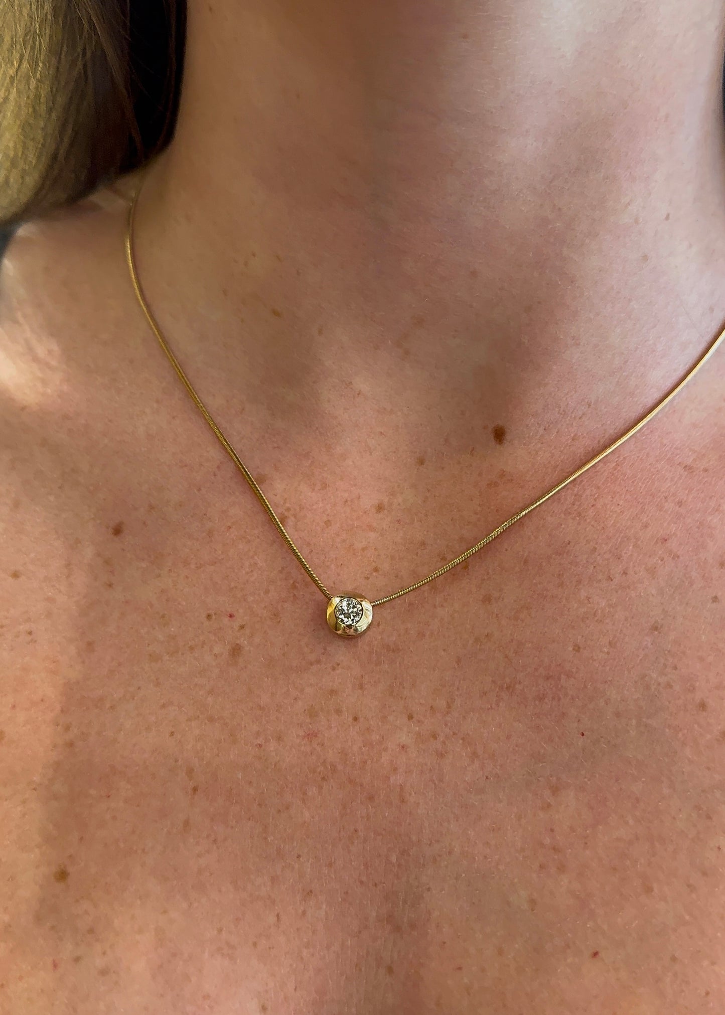 Estate Thick Bezel Diamond Solitaire Pendant