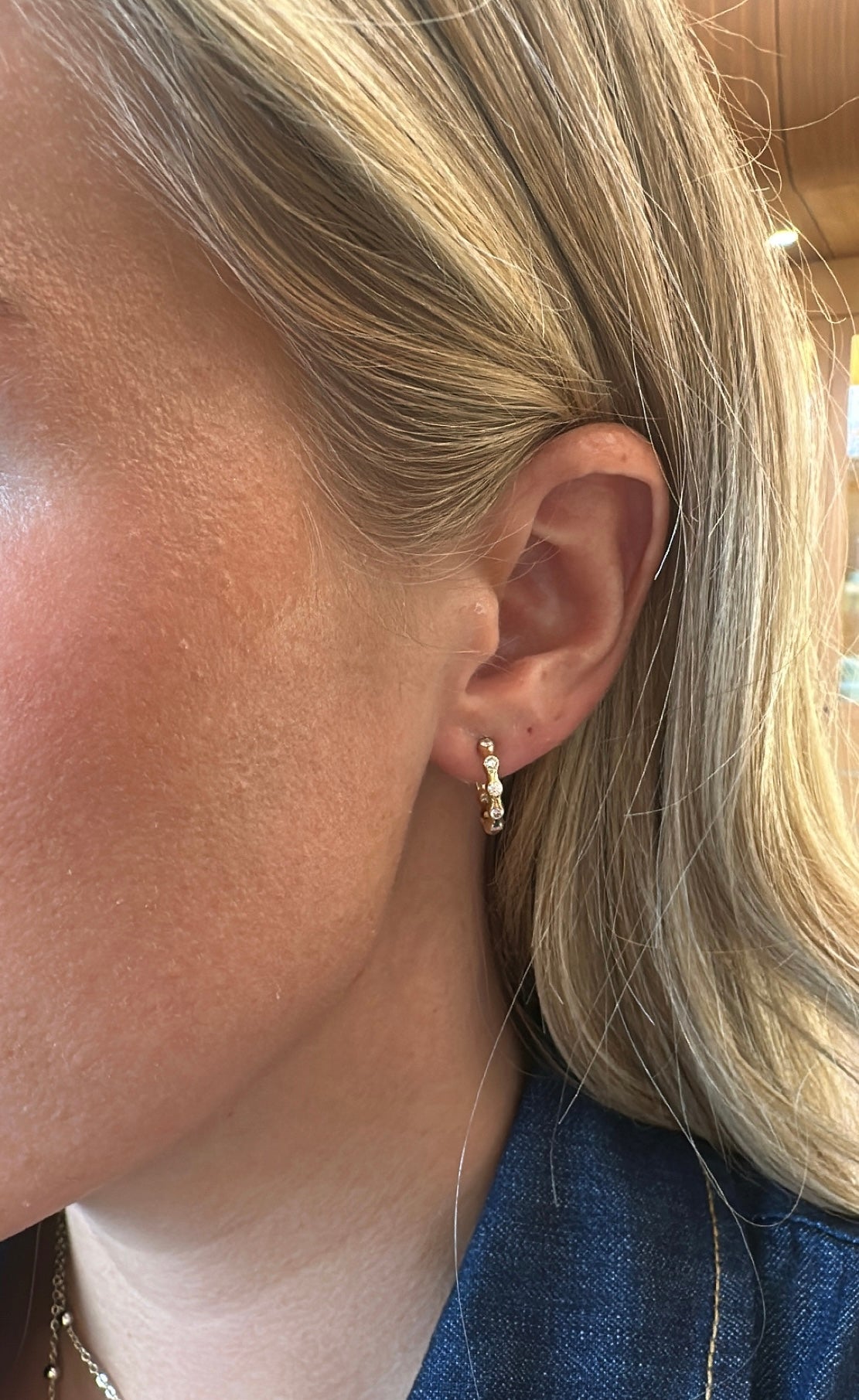 Bubble Diamond Open Hoops