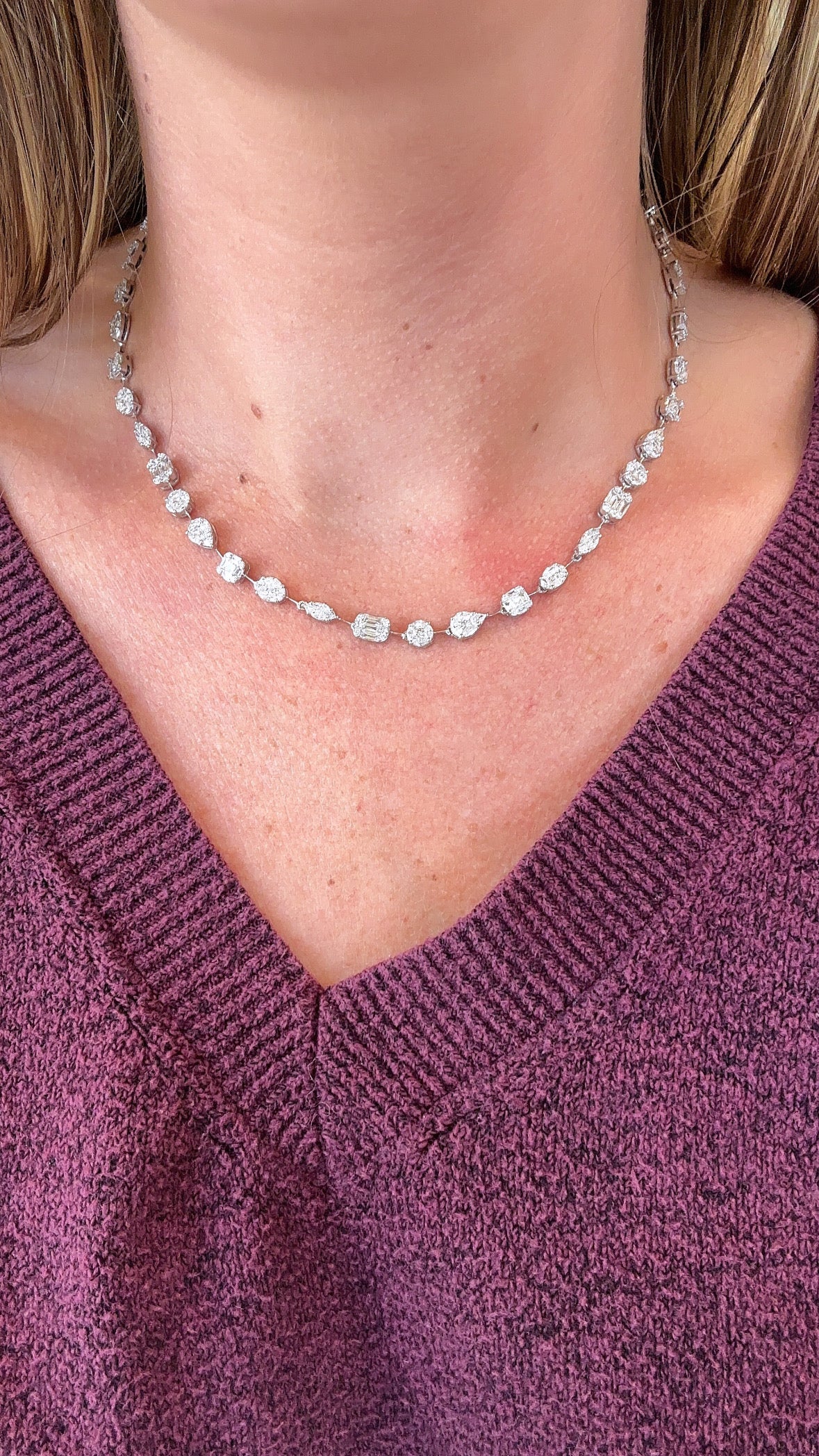 Multi Diamond Shaped Tennis Necklace