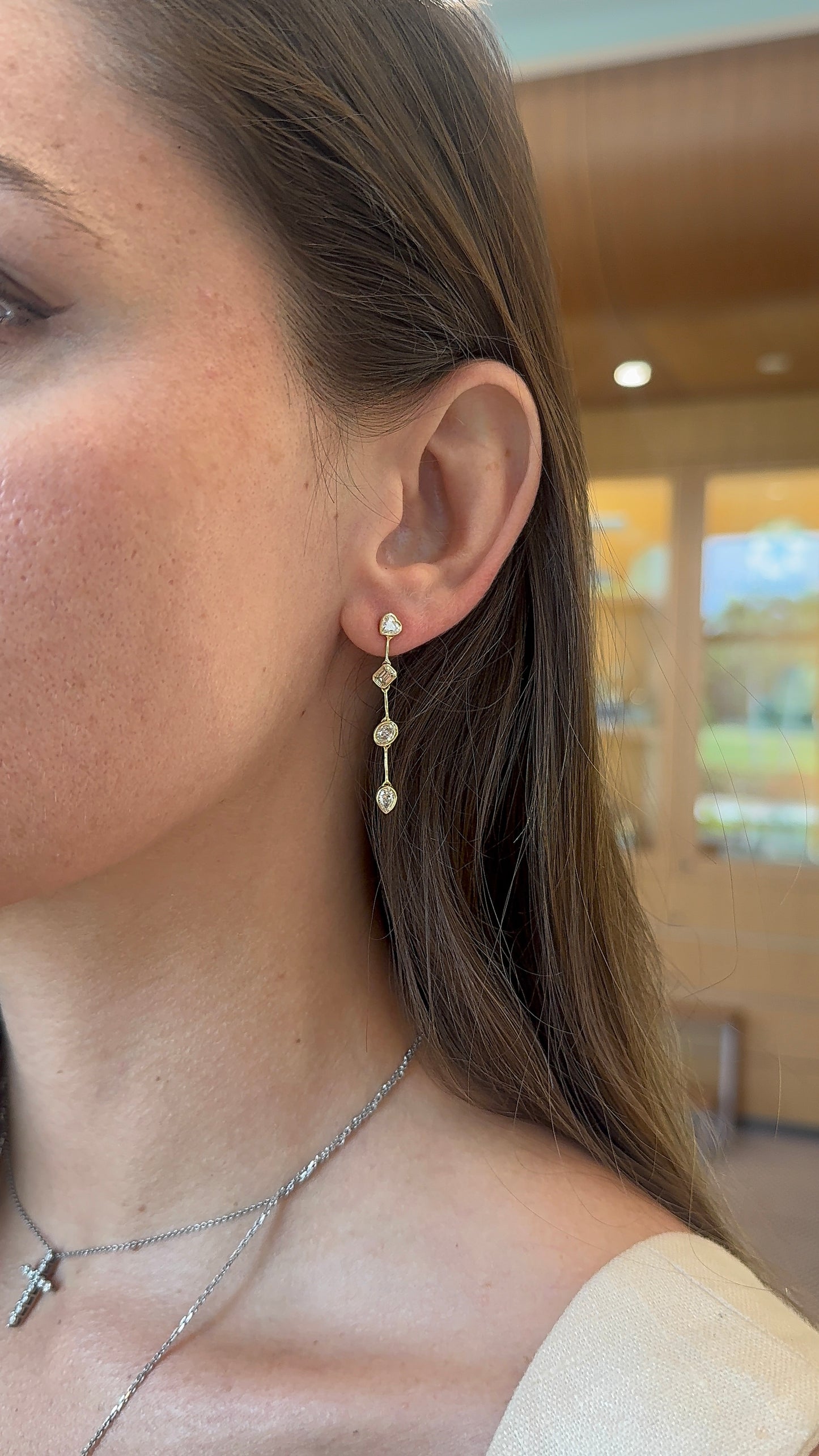 Fancy Shape Diamond Bezel Drop – Henri Noël